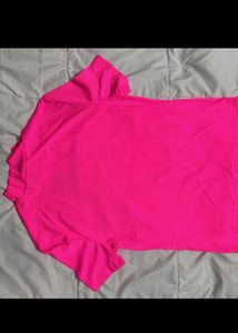 Hot Pink Mock Neck Graphic Tee