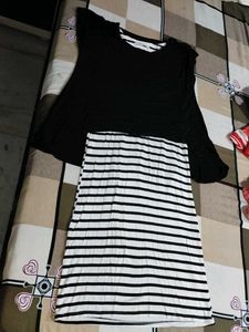 Black & White Colour Midi Dress 👗 Good Fitting