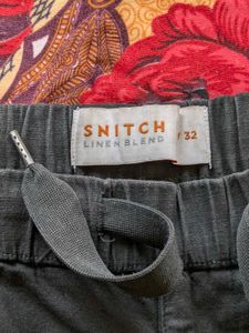 Snitch Linen Shorts (W32) Black + Brown