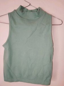 Mint Green Ribbed Mock Neck Top