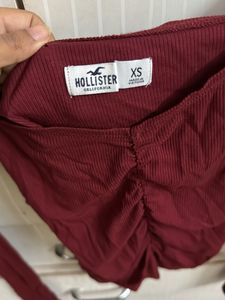 Hollister Ribbed  Board Boat Neck Top