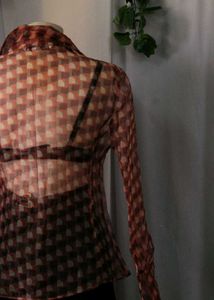 Zara Sheer Plaid Blouse