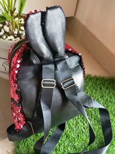Red Sequin Backpack With 1 Golden/1red Bunny Ears