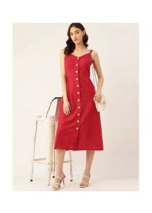 A Line Cotton Midi Dress