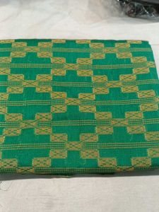 Green &amp; Gold Woven Saree