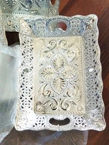 3 Traditional Design Plastic Silver Serving Tray.