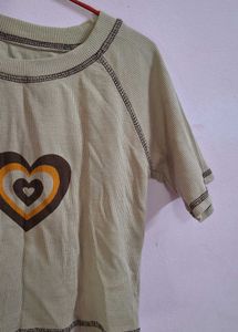 Aesthetic Heart Shaped Beige Crop Top