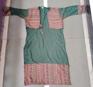 Green Kurta For Women With Attach Jacket
