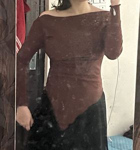 Maroon Off-Shoulder Korean top
