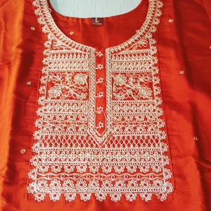Red Embroidered Kurta