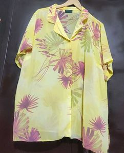Light Yellow Top Like Shirt Pink Floral 46 Bust