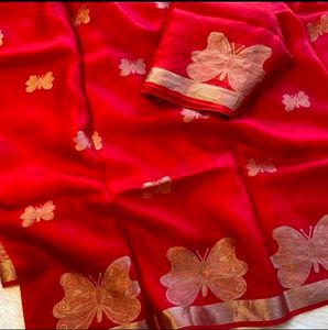 Elegant Butterfly Silk Saree – Pure Soft