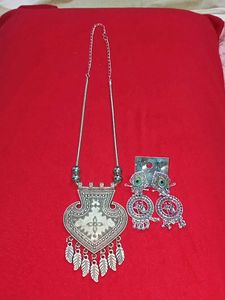 Silver Color Necklace & Earring Set