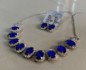Blue Jewel Necklace &amp; Earring Set