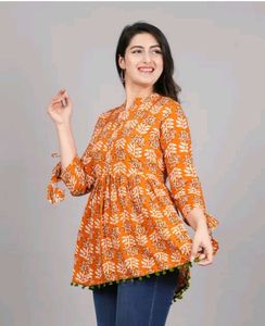 Stylish Orange Printed Top