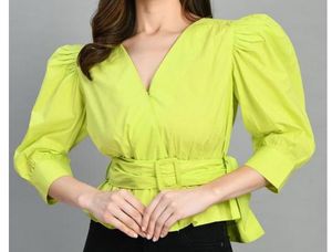 Green peplum top