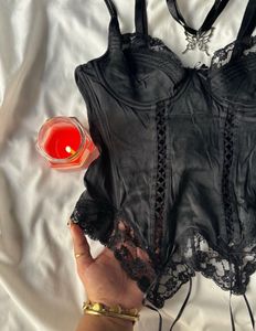 Vintage Black Baby Doll Corset Top