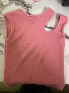 Pink Cutout Shoulder Top