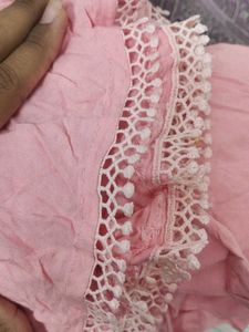 Pink Elastic Sleeve Kurti