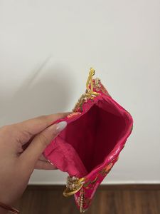 Elegant Pink Beaded Potli Bag