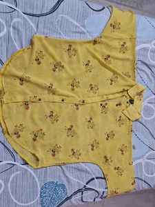Floral Yellow Top With Inner Set