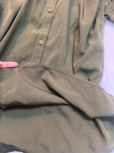 Olive Green Short Sleeve Blouse