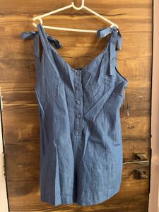 Zara Denim Romper with Tie Straps
