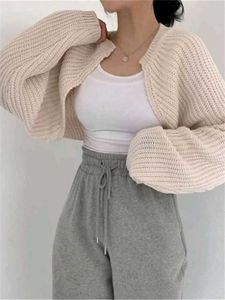 Gray Knit Cropped Cardigan