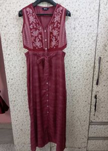 Indya A Line V Neck Kurta Cum Dress