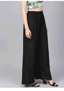 Women Regular Fit Black Viscose Royon Trousers