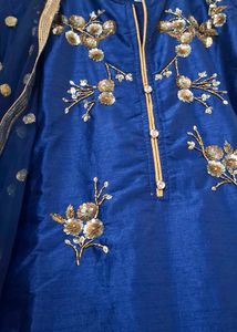 Navy blue Chinese collar kurta set
