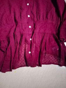 Maroon Net Top