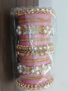 Bridal Pink & Gold Chura Set