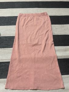 Pink Knit Midi Skirt
