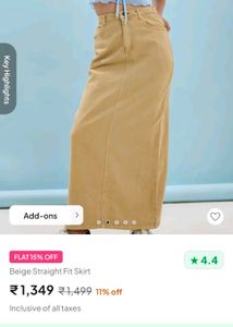 Beige Straight Fit Skirt