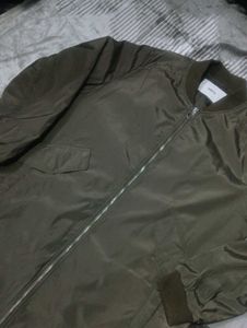 Olive Green Longline Bomber Jacket