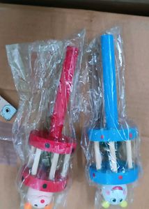 New Set Of 2 Wooden Baby Rattle