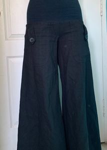 super wide leg black pants with cloth waist