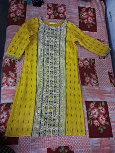 Yellow Printed Kurta