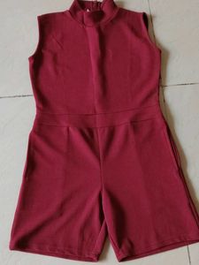Maroon Sleeveless Jumpsuit