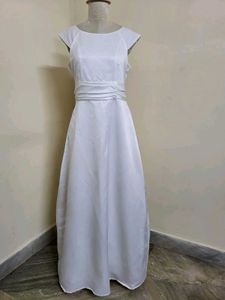 Elegant White Satin Maxi Dress