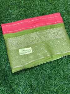Elegant Pink &amp; Green Saree for women’s and girls