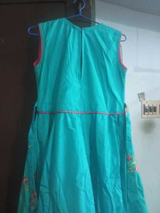 Aqua Dress with Floral Detail