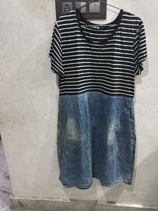 Striped Top Denim Dress