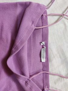 Lilac Ribbed Cropped Cami