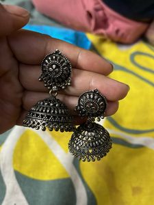 Oxidized Jhumka Earrings