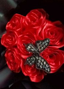 Handmade Ribbon Rose Flower Bouquet ♥