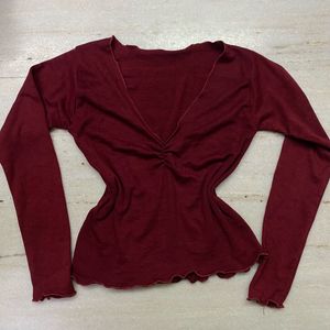 Burgundy Long Sleeve Top