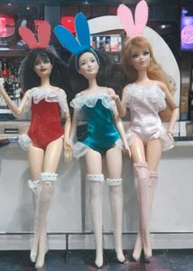 Set of three bunny costumes for barbie doll