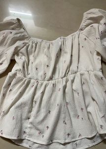 Floral White Babydoll Top